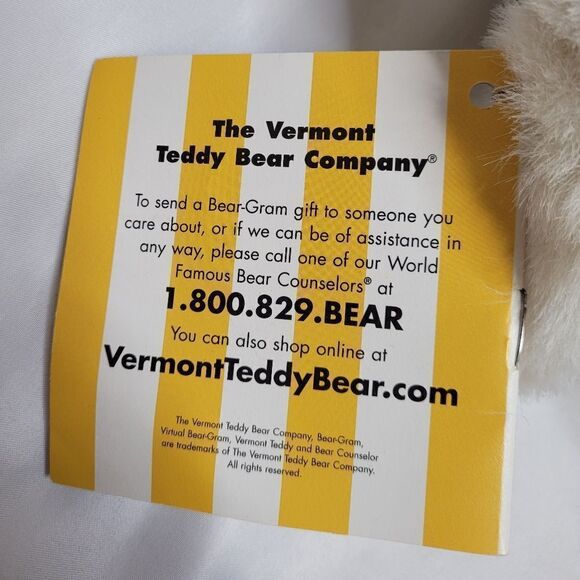 NEW Vintage Vermont Teddy Bear 15" classic posable white bear with blue eyes - Picture 5 of 9